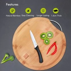 Chopping Board Natural Bamboo Wooden Kitchen Food Cutting Board Royalford Round -Vonshef shop 83743786 3