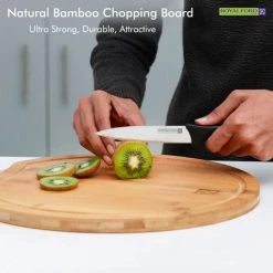 Chopping Board Natural Bamboo Wooden Kitchen Food Cutting Board Royalford Round -Vonshef shop 83743786 4