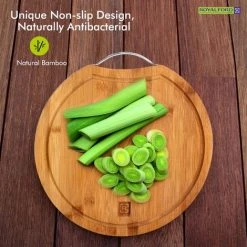 Chopping Board Natural Bamboo Wooden Kitchen Food Cutting Board Royalford Round -Vonshef shop 83743786 5
