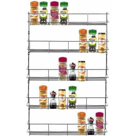 ASAB Door Mounted 5 Tier Chrome Spice Rack Kitchen Cupboard Jar Holder Wall Storage 1 ASAB Door Mounted 5 Tier Chrome Spice Rack Kitchen Cupboard Jar Holder Wall Storage