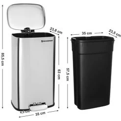 Songmics Kitchen Pedal Trash Bin With Hinged Lid And Plastic Inner Bucket, 30 Litre Stainless Steel Rubbish Garbage Can, Soft Close, Odour Proof And Hygienic LTB03NL 9 Songmics Kitchen Pedal Trash Bin With Hinged Lid And Plastic Inner Bucket, 30 Litre Stainless Steel Rubbish Garbage Can, Soft Close, Odour Proof And Hygienic LTB03NL -Vonshef shop 8507482 5