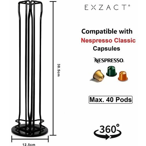 GTA Coffee Capsule Holder Compatible With Nespresso (40 X Capsules) - Holder For Nespresso Classic Coffee Capsules - Rotating Holder (Black) 2 GTA Coffee Capsule Holder Compatible With Nespresso (40 X Capsules) - Holder For Nespresso Classic Coffee Capsules - Rotating Holder (Black) - Image 2