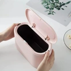 GTA Mini Counter Top Trash Can Press Cartridge Lid Trash Can Makeup Holder Vanity Bathroom Kitchen Car Office Desk (Light Pink) 8 GTA Mini Counter Top Trash Can Press Cartridge Lid Trash Can Makeup Holder Vanity Bathroom Kitchen Car Office Desk (Light Pink) -Vonshef shop 85881520 4
