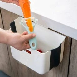 GTA Hanging Kitchen Trash Can Collapsible Plastic Trash Can Wall Mounted (Gray) -Vonshef shop 85883738 3