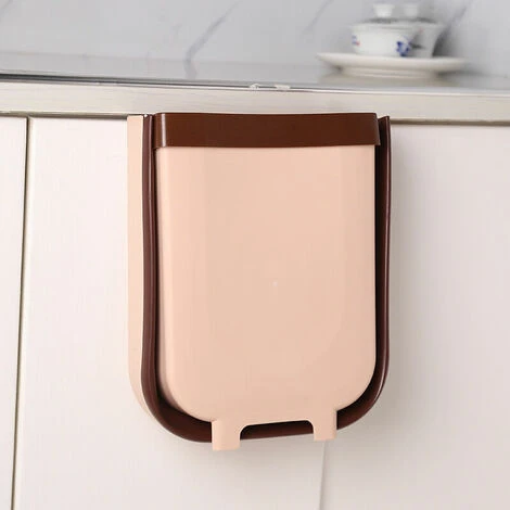 GTA Wall Mounted Collapsible Trash Can Kitchen Hanging Trash Can Portable Small Trash Can For Bathroom Kitchen Toilet Closet Door Car Trash Can 9L(Brown) 13Thirteen 2 GTA Wall Mounted Collapsible Trash Can Kitchen Hanging Trash Can Portable Small Trash Can For Bathroom Kitchen Toilet Closet Door Car Trash Can 9L(Brown) 13Thirteen - Image 2