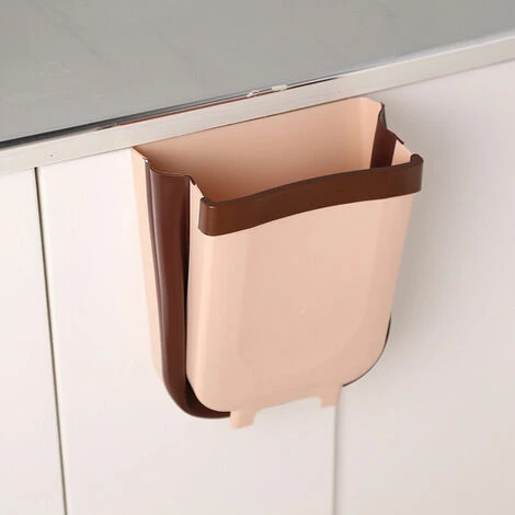 GTA Wall Mounted Collapsible Trash Can Kitchen Hanging Trash Can Portable Small Trash Can For Bathroom Kitchen Toilet Closet Door Car Trash Can 9L(Brown) 13Thirteen 3 GTA Wall Mounted Collapsible Trash Can Kitchen Hanging Trash Can Portable Small Trash Can For Bathroom Kitchen Toilet Closet Door Car Trash Can 9L(Brown) 13Thirteen - Image 3