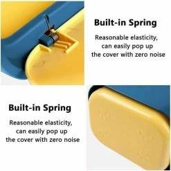 GTA Small Table Trash Can, Mini Plastic Style Kitchen Desktop Trash Bin With Push Button Lid, Push Top Trash Can Kitchen Trash Can Rubbish Waste Dustbin Desk Bin 2L (Blue) -Vonshef shop 86204449 3