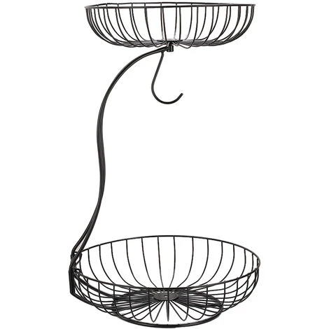 Livingandhome 2 Tier Fruit Basket Fruit Bowl With Banana Hanger 2 Livingandhome 2 Tier Fruit Basket Fruit Bowl With Banana Hanger - Image 2