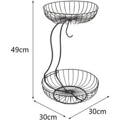 Livingandhome 2 Tier Fruit Basket Fruit Bowl With Banana Hanger 9 Livingandhome 2 Tier Fruit Basket Fruit Bowl With Banana Hanger -Vonshef shop 86252723 5