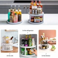 RHAFAYRE Spice Turntable, Spice Rack Cupboard, 2 Tier Rotating Spice Rack Spice Rack Storage Rack, For Kitchen, Refrigerator, Freezer, Cabinet And Countertops, Spices -Vonshef shop 86533268 4