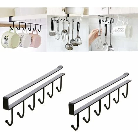 TUMALAGIA Cup Holder Insert 2 Pcs Closet Storage Hooks 6 Cup Holders Under Shelf No Drilling Hooks For Kitchen Wardrobe Storage Rack 1 TUMALAGIA Cup Holder Insert 2 Pcs Closet Storage Hooks 6 Cup Holders Under Shelf No Drilling Hooks For Kitchen Wardrobe Storage Rack