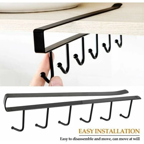 TUMALAGIA Cup Holder Insert 2 Pcs Closet Storage Hooks 6 Cup Holders Under Shelf No Drilling Hooks For Kitchen Wardrobe Storage Rack 2 TUMALAGIA Cup Holder Insert 2 Pcs Closet Storage Hooks 6 Cup Holders Under Shelf No Drilling Hooks For Kitchen Wardrobe Storage Rack - Image 2