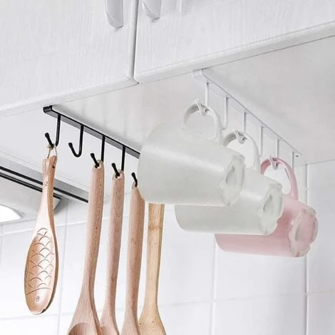TUMALAGIA Cup Holder Insert 2 Pcs Closet Storage Hooks 6 Cup Holders Under Shelf No Drilling Hooks For Kitchen Wardrobe Storage Rack 4 TUMALAGIA Cup Holder Insert 2 Pcs Closet Storage Hooks 6 Cup Holders Under Shelf No Drilling Hooks For Kitchen Wardrobe Storage Rack - Image 4