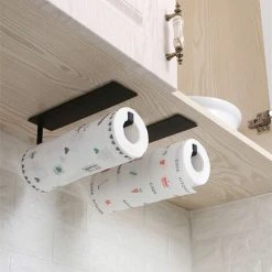 TUMALAGIA Kitchen Paper Roll Holder No Drilling On Wall Self Adhesive 3M Sticky Paper Holder For Kitchen Toilet Bathroom -Vonshef shop 86605625 3