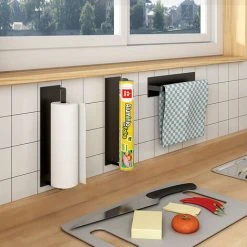 TUMALAGIA Kitchen Paper Roll Holder No Drilling On Wall Self Adhesive 3M Sticky Paper Holder For Kitchen Toilet Bathroom -Vonshef shop 86605625 5