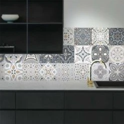 Alternative view of TUMALAGIA 24 Pieces Self-Adhesive Wall Tile Stickers Moroccan Waterproof Stickers DIY Kitchen Bathroom Decoration (24 Pieces, 10×10cm)