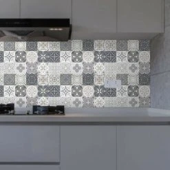 TUMALAGIA 24 Pieces Self-Adhesive Wall Tile Stickers Moroccan Waterproof Stickers DIY Kitchen Bathroom Decoration (24 Pieces, 10×10cm) 7 TUMALAGIA 24 Pieces Self-Adhesive Wall Tile Stickers Moroccan Waterproof Stickers DIY Kitchen Bathroom Decoration (24 Pieces, 10×10cm) -Vonshef shop 86605967 3