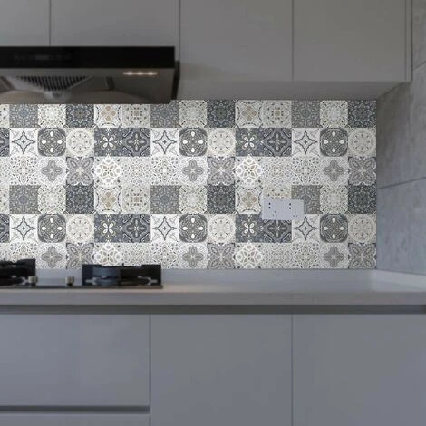 TUMALAGIA 24 Pieces Self-Adhesive Wall Tile Stickers Moroccan Waterproof Stickers DIY Kitchen Bathroom Decoration (24 Pieces, 10×10cm) 3 TUMALAGIA 24 Pieces Self-Adhesive Wall Tile Stickers Moroccan Waterproof Stickers DIY Kitchen Bathroom Decoration (24 Pieces, 10×10cm) - Image 3