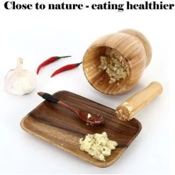 TUMALAGIA Natural Bamboo Mortar And Pestle, Manual Garlic Press, Ginger Crusher, Spice Grinder Set, Garlic Crusher, Spice Crusher, Chopper 8 TUMALAGIA Natural Bamboo Mortar And Pestle, Manual Garlic Press, Ginger Crusher, Spice Grinder Set, Garlic Crusher, Spice Crusher, Chopper -Vonshef shop 86606369 4