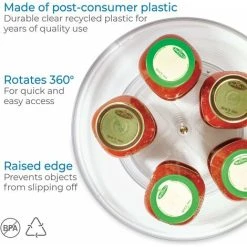 TUMALAGIA Kitchen Organizer Extra Large Plastic Turntable Without For Pantry Rotating Spice Rack For Jars And Condiments Clear -Vonshef shop 86607287 3
