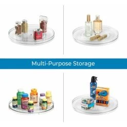 TUMALAGIA Kitchen Organizer Extra Large Plastic Turntable Without For Pantry Rotating Spice Rack For Jars And Condiments Clear -Vonshef shop 86607287 5