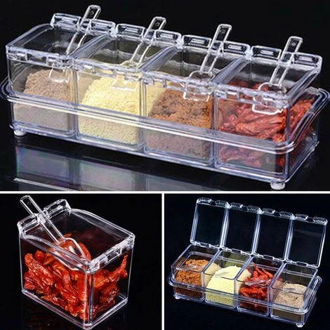 TUMALAGIA Spice Box Set, Clear Bottles, Salt, Spice Jars, Spice Jars, Spice Containers, Storage Jars With 4 Spoons, Jar Lids And Spoons 3 TUMALAGIA Spice Box Set, Clear Bottles, Salt, Spice Jars, Spice Jars, Spice Containers, Storage Jars With 4 Spoons, Jar Lids And Spoons - Image 3