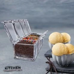 TUMALAGIA Spice Box Set, Clear Bottles, Salt, Spice Jars, Spice Jars, Spice Containers, Storage Jars With 4 Spoons, Jar Lids And Spoons 9 TUMALAGIA Spice Box Set, Clear Bottles, Salt, Spice Jars, Spice Jars, Spice Containers, Storage Jars With 4 Spoons, Jar Lids And Spoons -Vonshef shop 86608381 5