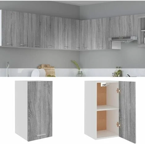 Hanging Cabinet Grey Sonoma 29.5x31x60 Cm Engineered Wood VidaXL 2 Hanging Cabinet Grey Sonoma 29.5x31x60 Cm Engineered Wood VidaXL - Image 2