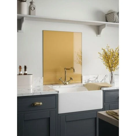 Laura Ashley Brass Glass Kitchen Splashback 900mm X 750mm 1 Laura Ashley Brass Glass Kitchen Splashback 900mm X 750mm