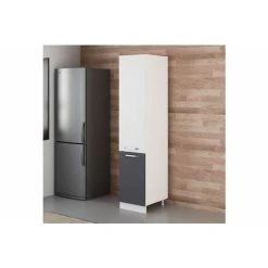Vivense 45 Cm Kitchen Pantry Tall Cabinet White Anthracite D45 A1 -Vonshef shop 87191968 2