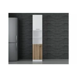 Vivense 45 Cm Kitchen Pantry Tall Cabinet White Walnut D45 D2
