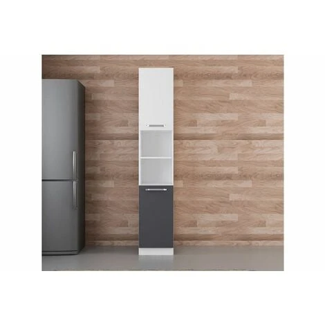 Vivense 40 Cm Kitchen Pantry Tall Cabinet White Anthracite D40 A2 1 Vivense 40 Cm Kitchen Pantry Tall Cabinet White Anthracite D40 A2