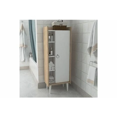 Vivense Ruby Storage Cabinet - Oak & White 2 Vivense Ruby Storage Cabinet - Oak & White - Image 2