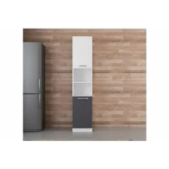 Vivense 45 Cm Kitchen Pantry Tall Cabinet White Anthracite D45 A2
