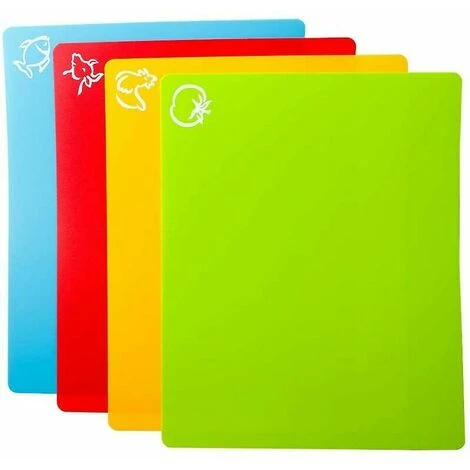 ERHOPE Soft Plastic Cutting Board Mats Colorful Mats With Food Symbols - Thsinde 1 ERHOPE Soft Plastic Cutting Board Mats Colorful Mats With Food Symbols - Thsinde