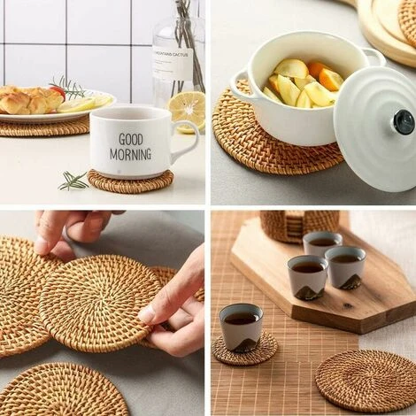 ERHOPE Weave Doilies Placemat Seagrass Water Hyacinths Round Braided Round Doilies Rattan Placemats For Home Table Rattan Coasters For Drinks(3 Pieces) 3 ERHOPE Weave Doilies Placemat Seagrass Water Hyacinths Round Braided Round Doilies Rattan Placemats For Home Table Rattan Coasters For Drinks(3 Pieces) - Image 3