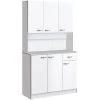 HOMCOM Modern Freestanding Pantry Cupboard Kitchen Hutch W/ Versatile Storage