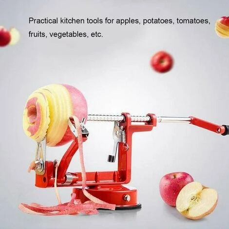 HEGUYEY Multi-Function Stainless Steel Manual Apple Peeler, Rotate The Handle To Remove Core From Apples, Peel And Thinly Slice In Seconds, Red 3 HEGUYEY Multi-Function Stainless Steel Manual Apple Peeler, Rotate The Handle To Remove Core From Apples, Peel And Thinly Slice In Seconds, Red - Image 3