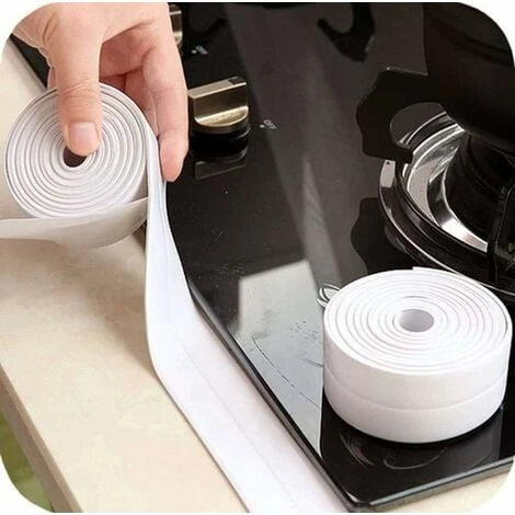 GDRHVFD Caulking Tape, PE Self Adhesive Decorative Sealing Tape, Used For Kitchen Sink Bathroom Tub Floor Wall Edge Protection (White Length: 10.5 Feet) 2 GDRHVFD Caulking Tape, PE Self Adhesive Decorative Sealing Tape, Used For Kitchen Sink Bathroom Tub Floor Wall Edge Protection (White Length: 10.5 Feet) - Image 2
