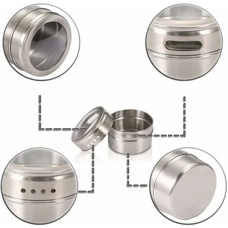 GDRHVFD Round Spice Containers, Magnetic Spice Jars, Stainless Reservoir Spice Canisters, Stainless Steel Seasoning Box, For Salt, Pepper, Herbs Or Seasonings 3 GDRHVFD Round Spice Containers, Magnetic Spice Jars, Stainless Reservoir Spice Canisters, Stainless Steel Seasoning Box, For Salt, Pepper, Herbs Or Seasonings - Image 3
