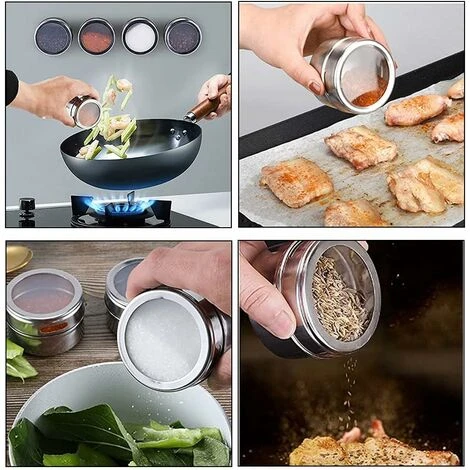 GDRHVFD Round Spice Containers, Magnetic Spice Jars, Stainless Reservoir Spice Canisters, Stainless Steel Seasoning Box, For Salt, Pepper, Herbs Or Seasonings 4 GDRHVFD Round Spice Containers, Magnetic Spice Jars, Stainless Reservoir Spice Canisters, Stainless Steel Seasoning Box, For Salt, Pepper, Herbs Or Seasonings - Image 4