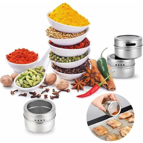 GDRHVFD Round Spice Containers, Magnetic Spice Jars, Stainless Reservoir Spice Canisters, Stainless Steel Seasoning Box, For Salt, Pepper, Herbs Or Seasonings 5 GDRHVFD Round Spice Containers, Magnetic Spice Jars, Stainless Reservoir Spice Canisters, Stainless Steel Seasoning Box, For Salt, Pepper, Herbs Or Seasonings - Image 5