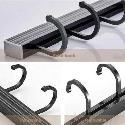 POWAY Kitchen Utensil Rack, Wall-Mounted Aluminum Utensil Rack Wall-Mounted Kitchen Utensil Rack Wall-Mounted Pot Rack Kitchen Utensil Rack With 4 Hooks (Black) 7 POWAY Kitchen Utensil Rack, Wall-Mounted Aluminum Utensil Rack Wall-Mounted Kitchen Utensil Rack Wall-Mounted Pot Rack Kitchen Utensil Rack With 4 Hooks (Black) -Vonshef shop 88300535 3