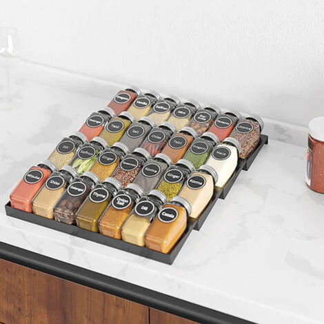 Livingandhome 4 Tier Expandable Metal Spice Drawer Organiser 1 Livingandhome 4 Tier Expandable Metal Spice Drawer Organiser