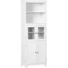 HOMCOM Kitchen Cupboard Storage Cabinet Adjustable Shelves, Glass Doors, White