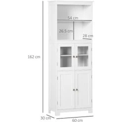 HOMCOM Kitchen Cupboard Storage Cabinet Adjustable Shelves, Glass Doors, White -Vonshef shop 88775331 2
