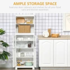HOMCOM Kitchen Cupboard Storage Cabinet Adjustable Shelves, Glass Doors, White -Vonshef shop 88775331 5