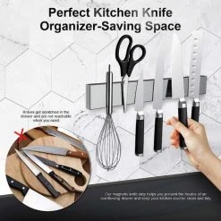 HIASDFLS 30cm Porte Couteaux Aimanté Porte-Couteau MagnéTique En Acier Inoxydable Très Forte Tenue Et Assemblage Facile Pour Les Couteaux De Steak/de Cuisine -Vonshef shop 89423841 4