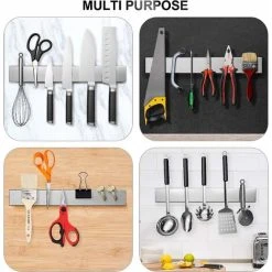 HIASDFLS 30cm Porte Couteaux Aimanté Porte-Couteau MagnéTique En Acier Inoxydable Très Forte Tenue Et Assemblage Facile Pour Les Couteaux De Steak/de Cuisine -Vonshef shop 89423841 5