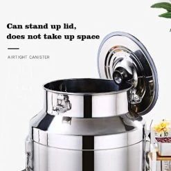 MODOU - Airtight Milk Carrier Canisters 201 Stainless Steel Canisters, Milk Pail Pitcher Oil Barrel With Sealed Lid And Tap Dispenser Food Container/A/5L -Vonshef shop 89803874 3